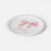 Assiettes En Carton Arc rose et en vichy baby shower préppant (Angle)