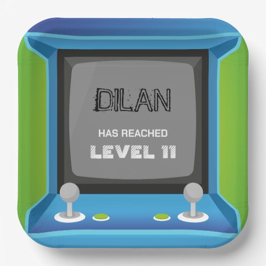 Assiettes En Carton Arcade anniversaire, invitation d'anniversaire de (Recto)