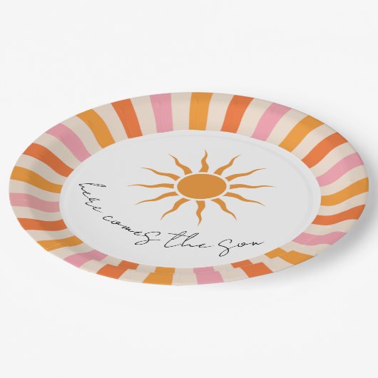 Assiettes En Carton Arch Retro Voici Le Baby shower Fils (Angle)