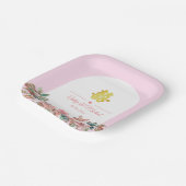 Assiettes En Carton Arche fleurie rose blanc mariage chinois (Angulaire)