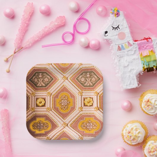 Assiettes En Carton Architecture rose et or hongrois (Fête)