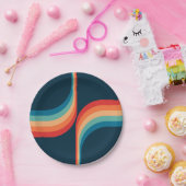 Assiettes En Carton Arcs colorés de style rétro (Fête)