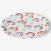 Assiettes En Carton Arcs en ciel et soleil Anniversaire rose et violet (Angle)