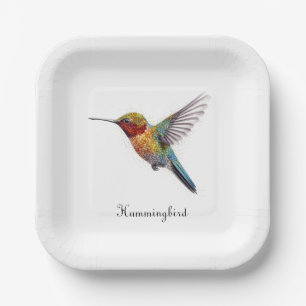 Assiettes En Carton Arcs-en-ciel : L'art des colibris, personnalisé