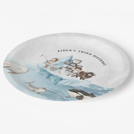 Assiettes En Carton Arctic Adventure fête d'anniversaire (Angle)