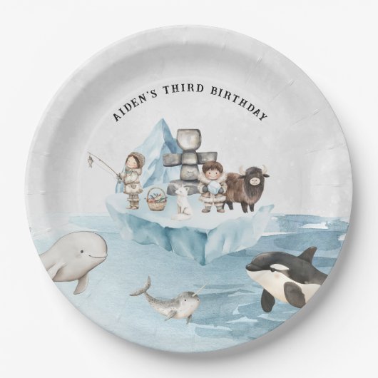 Assiettes En Carton Arctic Adventure fête d'anniversaire (Devant)