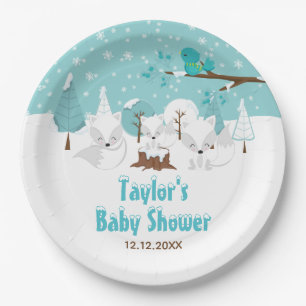 Assiettes En Carton Arctic Fox Winter Wonderland Baby shower