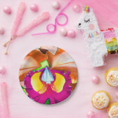 Assiettes En Carton Ardoise à fleurs colorées (Fête)