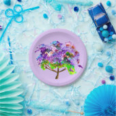 Assiettes En Carton Ardoise d'aquarelle violette Jacaranda (Fête)