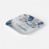 Assiettes En Carton Argent bleu 21e anniversaire (Angulaire)