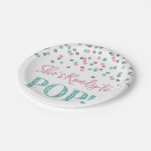 Assiettes En Carton Argent bleu rose elle est prête à sauter le baby (Angle)