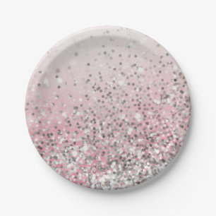 Assiettes En Carton Argent d'étincelles et partie girly rose