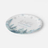 Assiettes En Carton Argent et bleu hiver Onederland Neige 1er annivers (Angle)