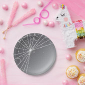 Assiettes En Carton Argent gris et blanc étincelant Diamond Spider Web (Fête)
