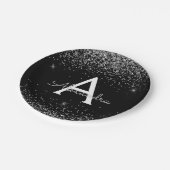 Assiettes En Carton Argent noir Parties scintillant étincelle Monogram (Angle)