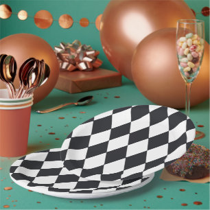 Assiettes En Carton Arlequin noir