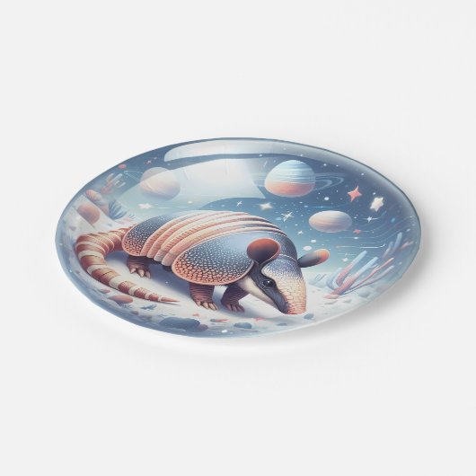 Assiettes En Carton Armadillo avec Arrière - plan cosmique (Angle)