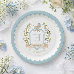 Assiettes En Carton Armoiries de monogramme de voiture pour bébé   Sho