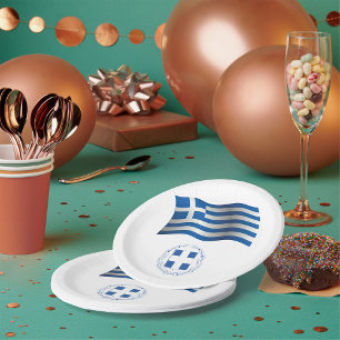Assiettes En Carton Armoiries Du Drapeau De Grèce