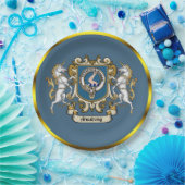 Assiettes En Carton Armstrong Clan Badge Bleu Personnalisé (Fête)
