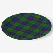 Assiettes En Carton Armstrong tartan bleu et vert plaid (Angle)