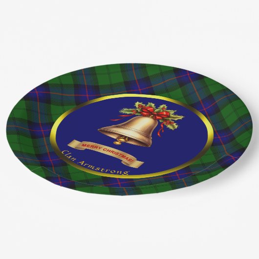 Assiettes En Carton Armstrong Tartan Noël personnalisé (Angle)