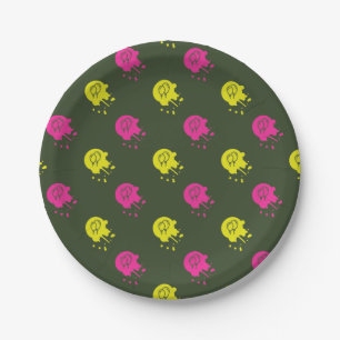 Assiettes En Carton Army Green - Painball rose et jaune