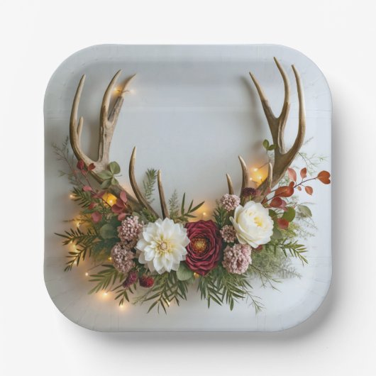 Assiettes En Carton Arrangement Mariage Deer Antlers (Recto)
