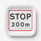 Assiettes En Carton Arrêt 200m Signal routier Sécurité de la signalisa (Recto)