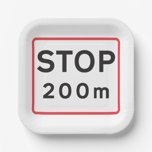 Assiettes En Carton Arrêt 200m Signal routier Sécurité de la signalisa (Recto)