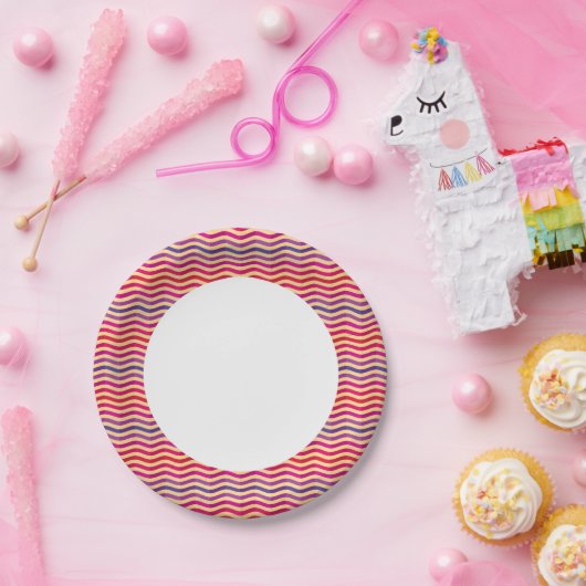 Assiettes En Carton Arrière - plan à rayures rétro 3 (Fête)