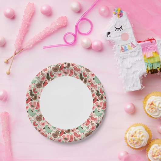 Assiettes En Carton arrière - plan aux oiseaux mignons (Fête)