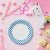 Assiettes En Carton arrière - plan carré blanc bleu (Fête)