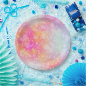 Assiettes En Carton Arrière - plan d'aquarelle Abstraite rose et orang (Fête)