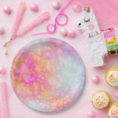 Assiettes En Carton Arrière - plan d'aquarelle Abstraite rose et orang (Fête)