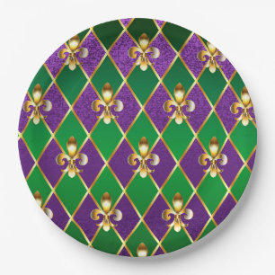 Assiettes En Carton Arrière - plan de bijoux Mardi Gras