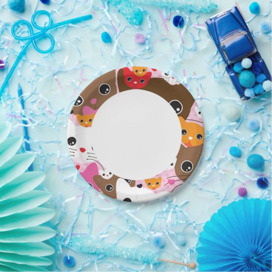 Assiettes En Carton arrière - plan de chaton mignon motif (Fête)