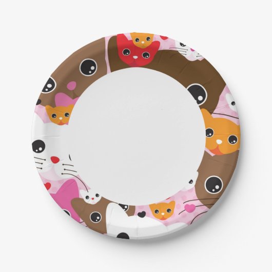 Assiettes En Carton arrière - plan de chaton mignon motif (Devant)