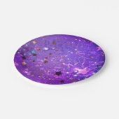 Assiettes En Carton Arrière - plan de feuille violet avec étoiles (Angle)