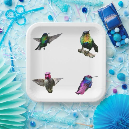 Assiettes En Carton Arrière - plan de la plaine des colibris (Fête)