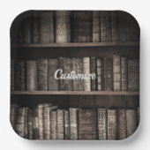 Assiettes En Carton Arrière - plan de livres rustiques foncés (Recto)