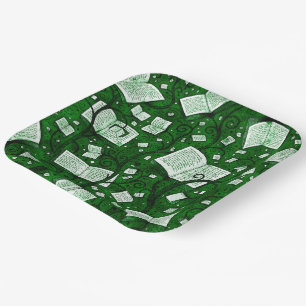 Assiettes En Carton Arrière - plan de livres verts