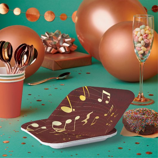 Assiettes En Carton Arrière - plan de notes musicales