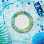 Assiettes En Carton Arrière - plan de vagues vertes abstraites courbée (Fête)