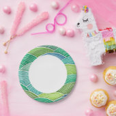 Assiettes En Carton Arrière - plan de vagues vertes abstraites courbée (Fête)