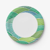Assiettes En Carton Arrière - plan de vagues vertes abstraites courbée (Devant)