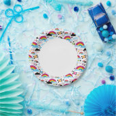 Assiettes En Carton arrière - plan du crâne arc-en-ciel d'adolescents (Fête)