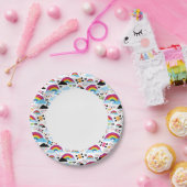 Assiettes En Carton arrière - plan du crâne arc-en-ciel d'adolescents (Fête)