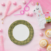 Assiettes En Carton arrière - plan en bois de damas à fleurs (Fête)