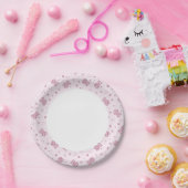 Assiettes En Carton arrière - plan Nounours rose (Fête)